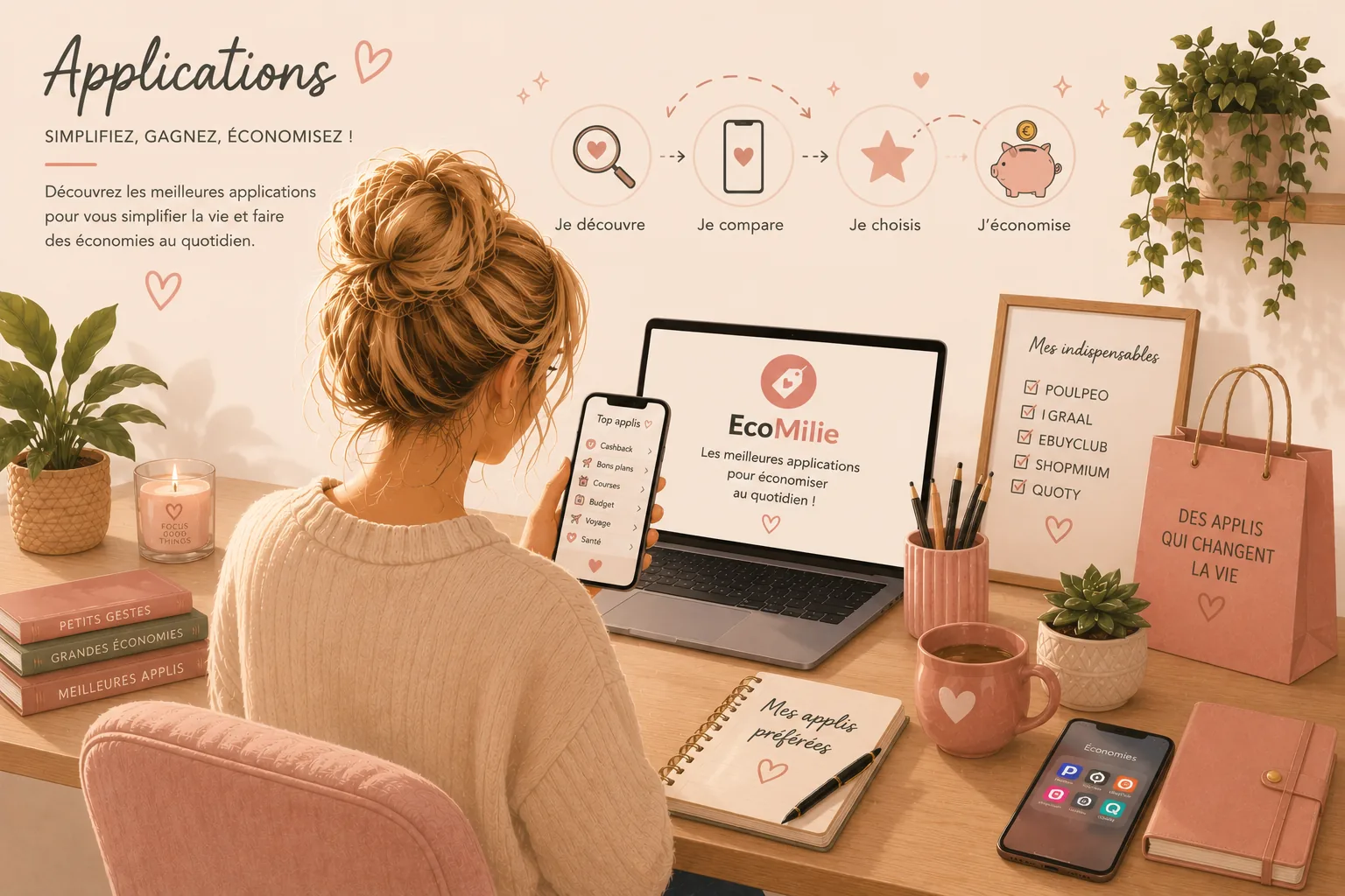 Illustration EcoMilie sur les applications pour &eacute;conomiser